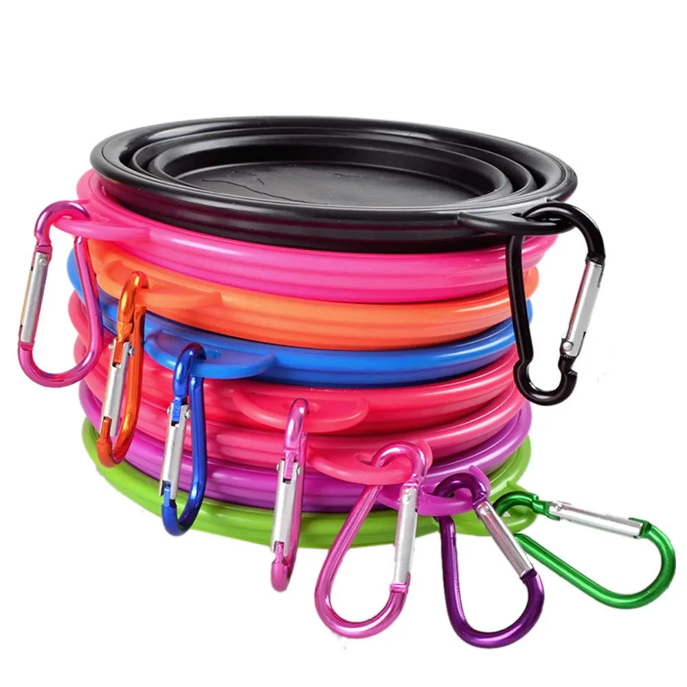 Collapsible Pet Silicone Dog Food Water Bowl Outdoor Travel