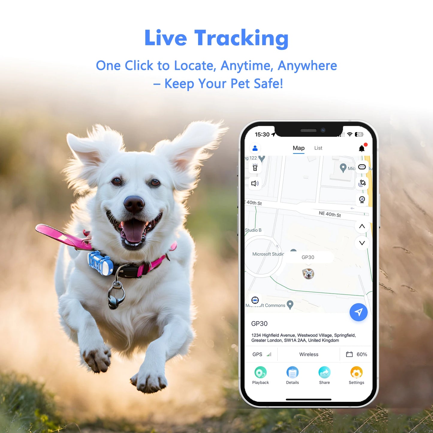 4G Dog Cat GPS Tracker for Pets Waterproof Smart Locator