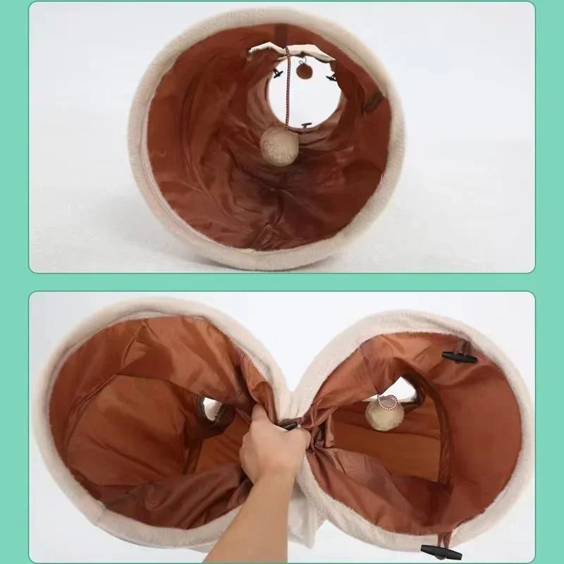 Pet Cat Toys Big Long Cat Tunnel with Ball Foldable Suede