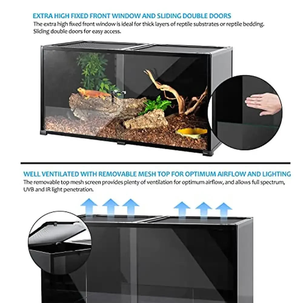 Large Reptile Terrarium Tank 120 Gallon Eco-Tank with Security Lock