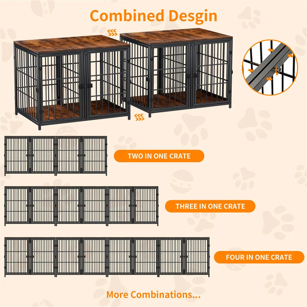 1Pcs Ultra Thicken Dog Crate Cage with 4 Doors and Divider